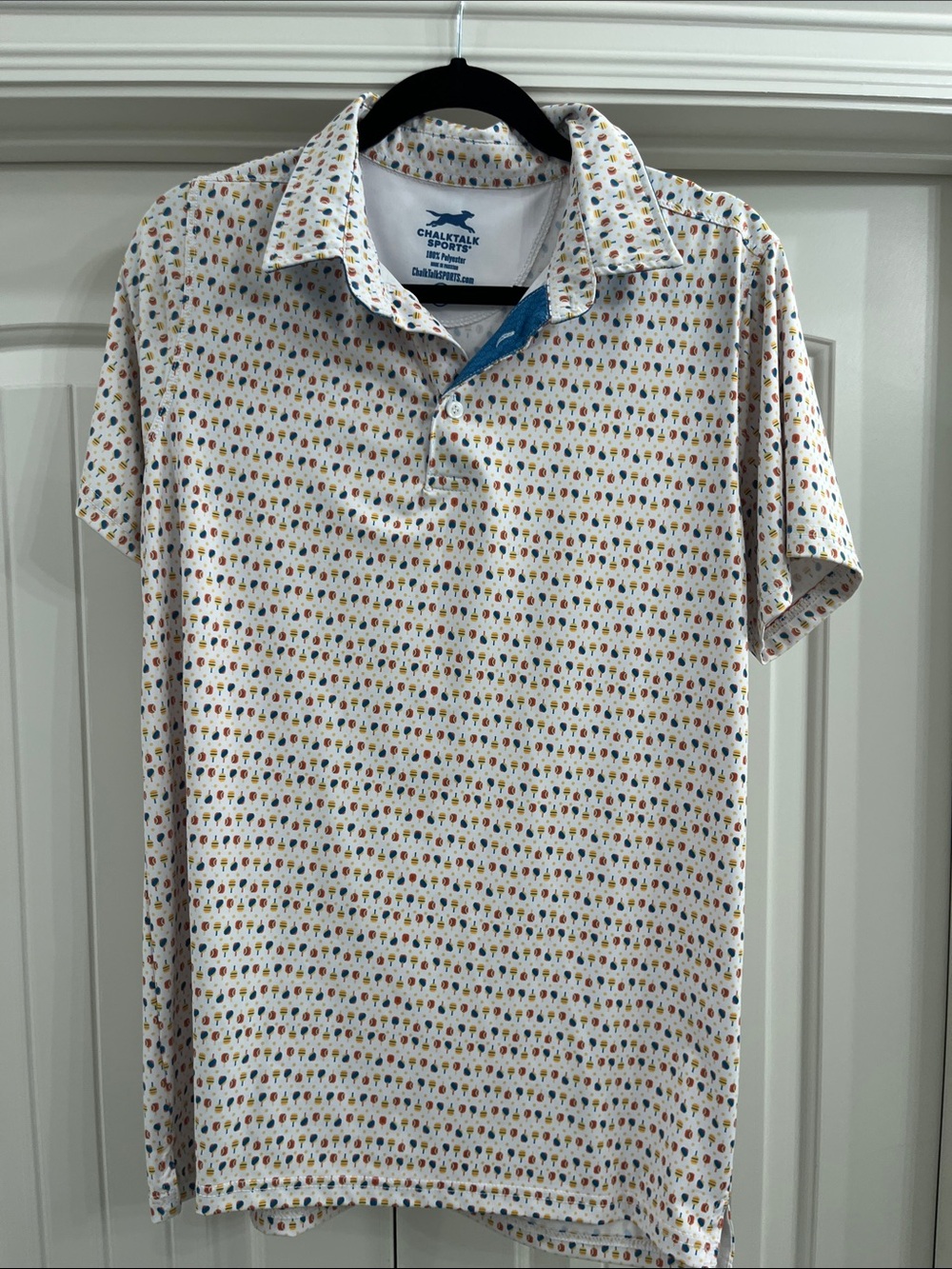 White Dri-Fit Polo with Multicolor Dot Print